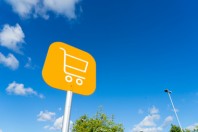 Shopping cart sign outdoor at supermarket