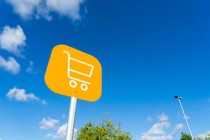 Shopping cart sign outdoor at supermarket
