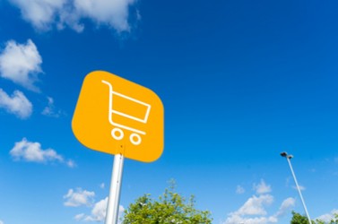 Shopping cart sign outdoor at supermarket