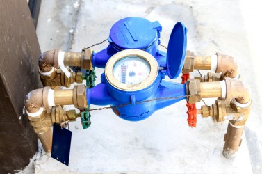 colorful water meter and valve