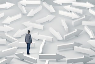 Businessman with lots of choices