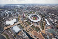 Vue aérienne du parc Olympique dans le sud ouest de Londres, en avril 2012.