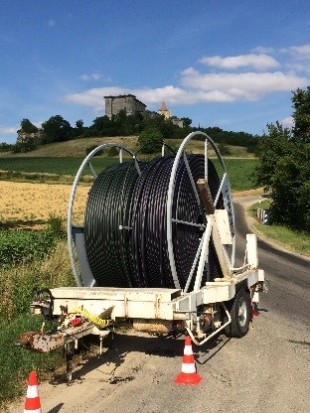 Rouleau de fibre « made in France » du projet « Très Haut Débit » de Gers Numérique.