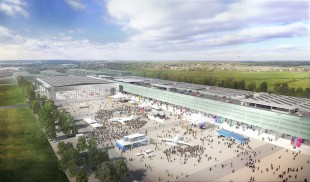 Futur parc des expositions de Toulouse : vue depuis le sud-est sur l’aire d’exposition extérieure
