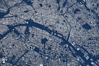 Carte de Paris, vue par satellite.