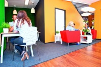 Modern office waiting area