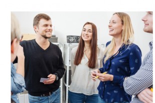 Happy motivated young business team