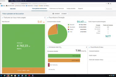 Visualisation globale de la facture par énergie; à noter, Montpellier n'utilise pas Energisme pour sa consommation en eau