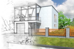 Projet de construction d'une maison dans un jardin