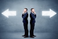 Businessman with two choices