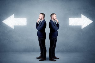 Businessman with two choices