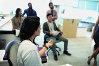 Businesswoman talking in office meeting