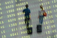 Tableau des heures des vols dans un aéroport