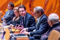 Au centre: Matthias Fekl, lors d'un débat organisé par la municipalité de Strasbourg.