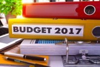 Yellow Office Folder with Inscription Budget 2017