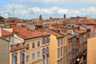Ancient colorful buildings in Toulouse