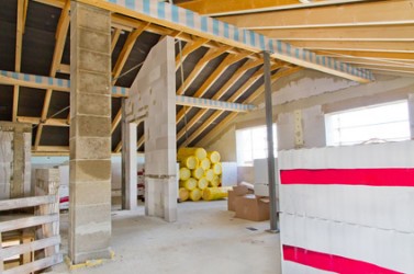 Dachgeschoss eines Rohbaus