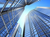 Office building on a background of the blue sky