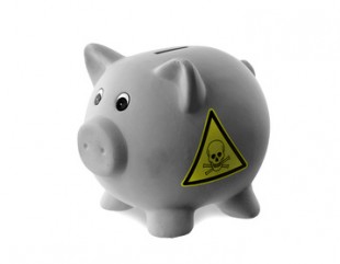 Ceramic piggy bank with painting