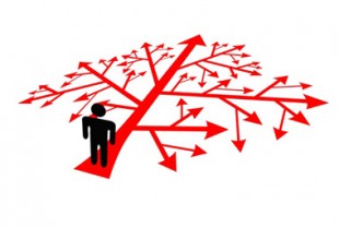 Person go on complicated decision path