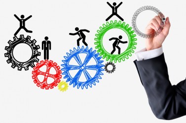 Human resources spinning wheels concept