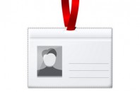 Blank vector vertical badge holder with place for photo and text. With bright light lace.