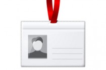 Blank vector vertical badge holder with place for photo and text. With bright light lace.