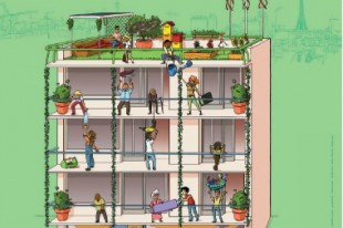Détail de l'affiche de la Ville de Paris pour son appel à l'habitat participatif.