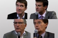 Stéphane Gatignon, maire (EE) de Sevran, Manuel Valls, maire (PS) d'Evry, Pierre Cohen, maire (PS) de Toulouse, et Jean-Paul Alduy, président (UMP) de l’Agglomération Perpignan Méditerranée