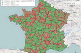 carte des intercommunalités respectant ou pas le seuil des 20000 habitants