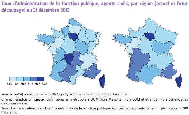 Source : DGAFP, rapport état de la fonction publique 2015. Cliquez sur l'image pour l'agrandir.