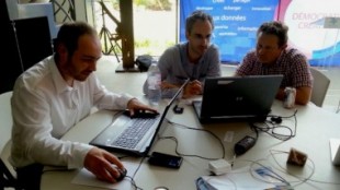 De gauche à droite, Brice Person, Samuel Julien et Daniel Coissard au "territoire camp"