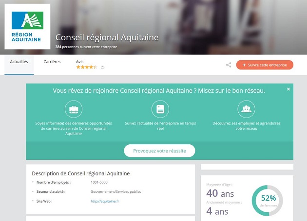 compte Viadeo du conseil régional d'Aquitaine