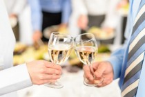 Business toast glasses company partners at meeting celebrate cooperation