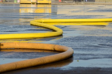 Firefighters on using large volume appliance water delivery